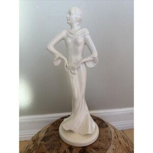 Art Deco 1930s Czech Porcelain Lady Figurine EPIAG Czechoslovakia 9.5"
